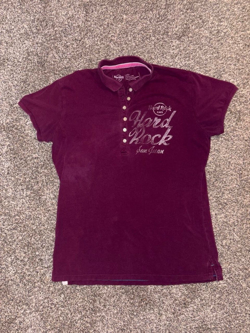 Vintage Y2K Hard Rock Cafe Polo Shirt With Grunge Design